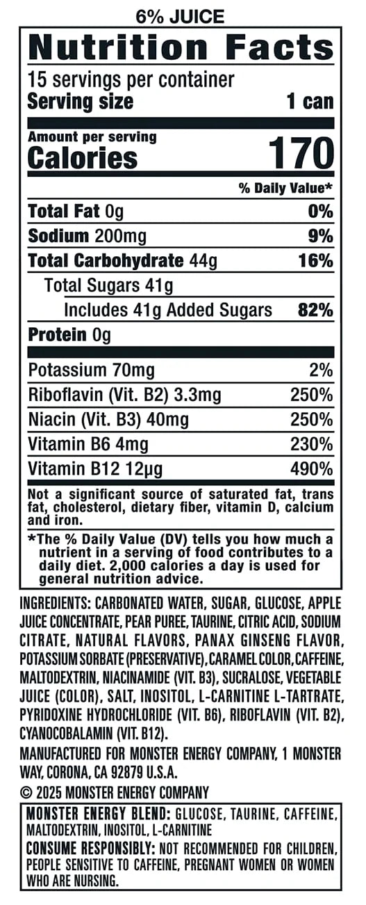 Monster Energy Juice Bad Apple, Energy + Juice, Energy Drink, 16 Ounce (Pack of 15)