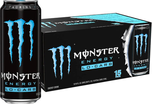 Monster Energy, Lo-Carb Monster, Low Carb Energy Drink, 16 Ounce | Pack of 15